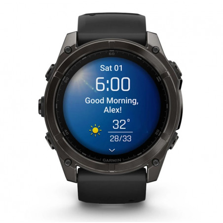fenix 8 – 51 mm, AMOLED Sapphire, Carbon grey DLC with Black/pebble grey silicone band (010-02905-21)