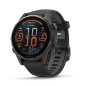 fenix 8 – 43 mm, AMOLED Sapphire, Carbon grey DLC titanium with Black/pebble grey silicone band (010-02903-21)