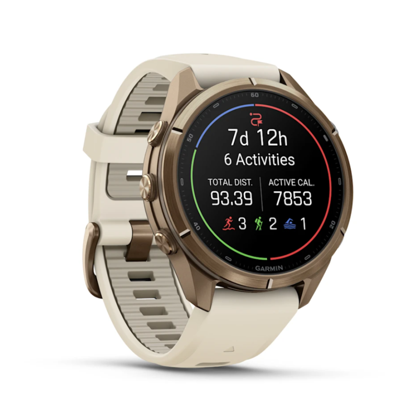 fenix 9 Pro 43 mm Autumn Gold Titan mit Silikon-Armband Creme/French Gray (010-04335-21)