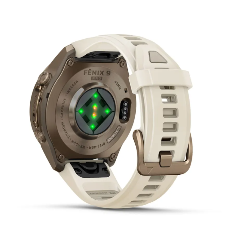 fenix 9 Pro 43 mm Autumn Gold Titan mit Silikon-Armband Creme/French Gray (010-04335-21)