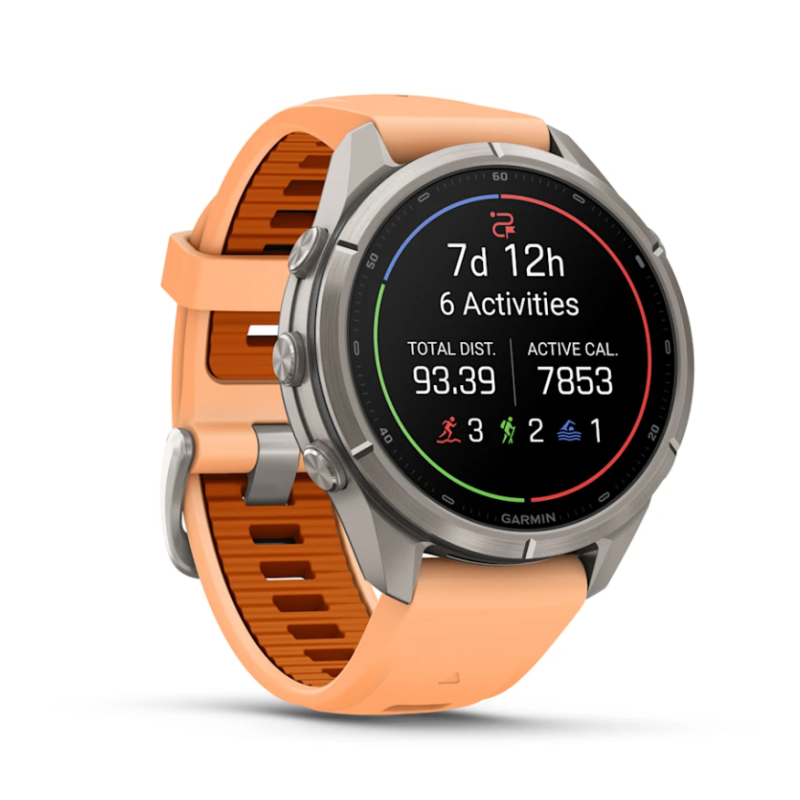 fēnix 9 Pro 43 mm Titan mit Silikon-Armband Shell Pink/Autumn Orange (010-04335-01)