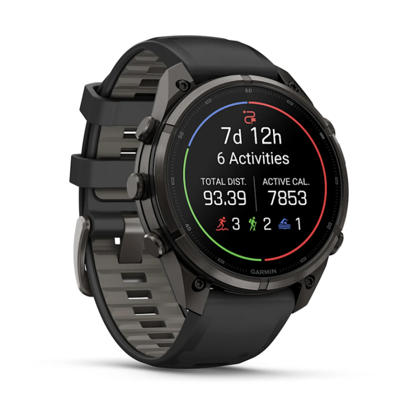 fenix 9 Pro 47 mm Titanio DLC Carbon Gray con cinturino in silicone Black/Pebble Gray (010-04336-11)