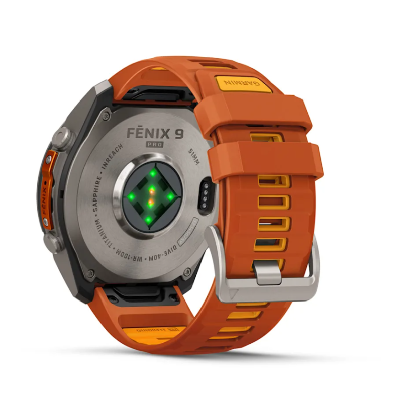 fenix 9 Pro 51 mm Titanio con cinturino in silicone Autumn Orange/Spark Orange (010-04337-01)
